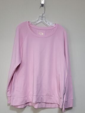 LILLY PULIZTER LUXLETIC Pink Cotton Beach Comber Pullover Cotton Sweatshirt